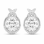 Floral Oval and Diamond Accented Cocktail Earrings