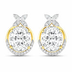 Floral Oval and Diamond Accented Cocktail Earrings