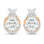 Floral Oval and Diamond Accented Cocktail Earrings
