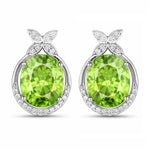 Floral Oval and Diamond Accented Cocktail Earrings