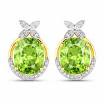 Floral Oval and Diamond Accented Cocktail Earrings