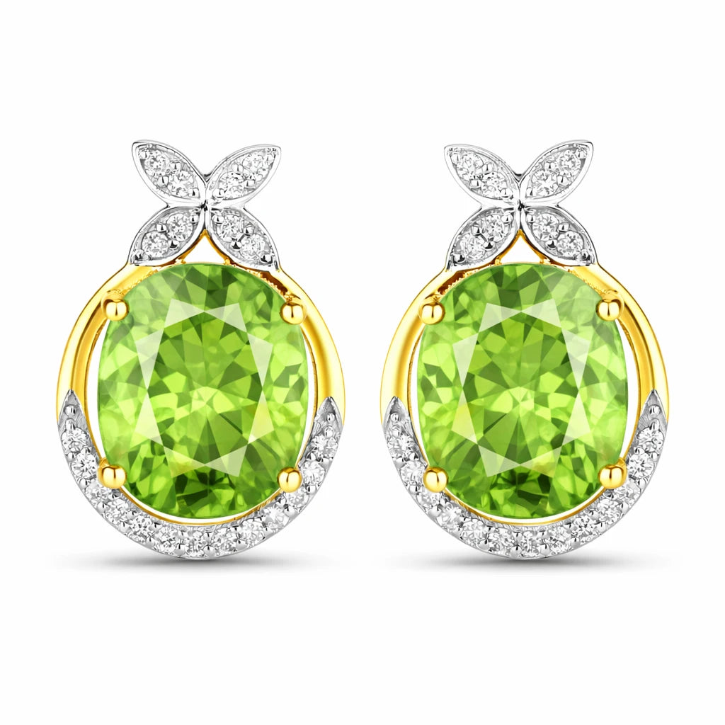 Floral Oval and Diamond Accented Cocktail Earrings