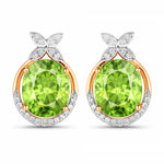 Floral Oval and Diamond Accented Cocktail Earrings