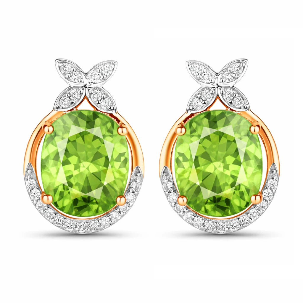 Floral Oval and Diamond Accented Cocktail Earrings