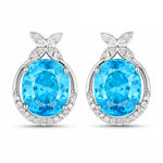 Floral Oval and Diamond Accented Cocktail Earrings