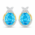 Floral Oval and Diamond Accented Cocktail Earrings