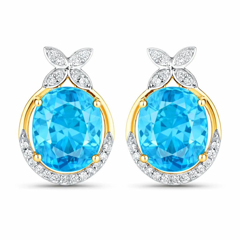 Floral Oval and Diamond Accented Cocktail Earrings