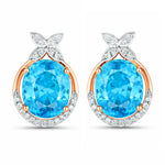 Floral Oval and Diamond Accented Cocktail Earrings
