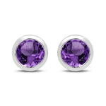 Round Bezel Set Stud Earrings