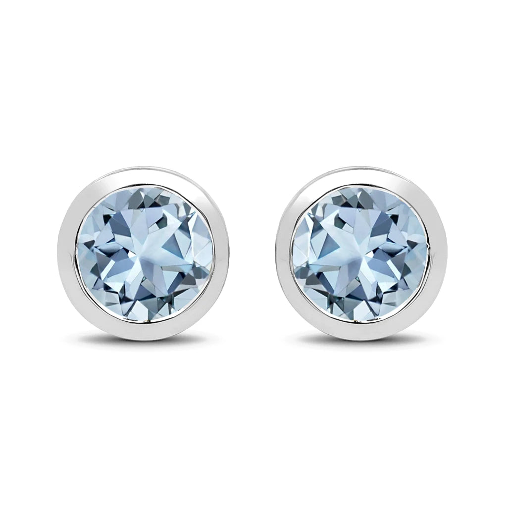 Round Bezel Set Stud Earrings