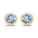 Round Bezel Set Stud Earrings
