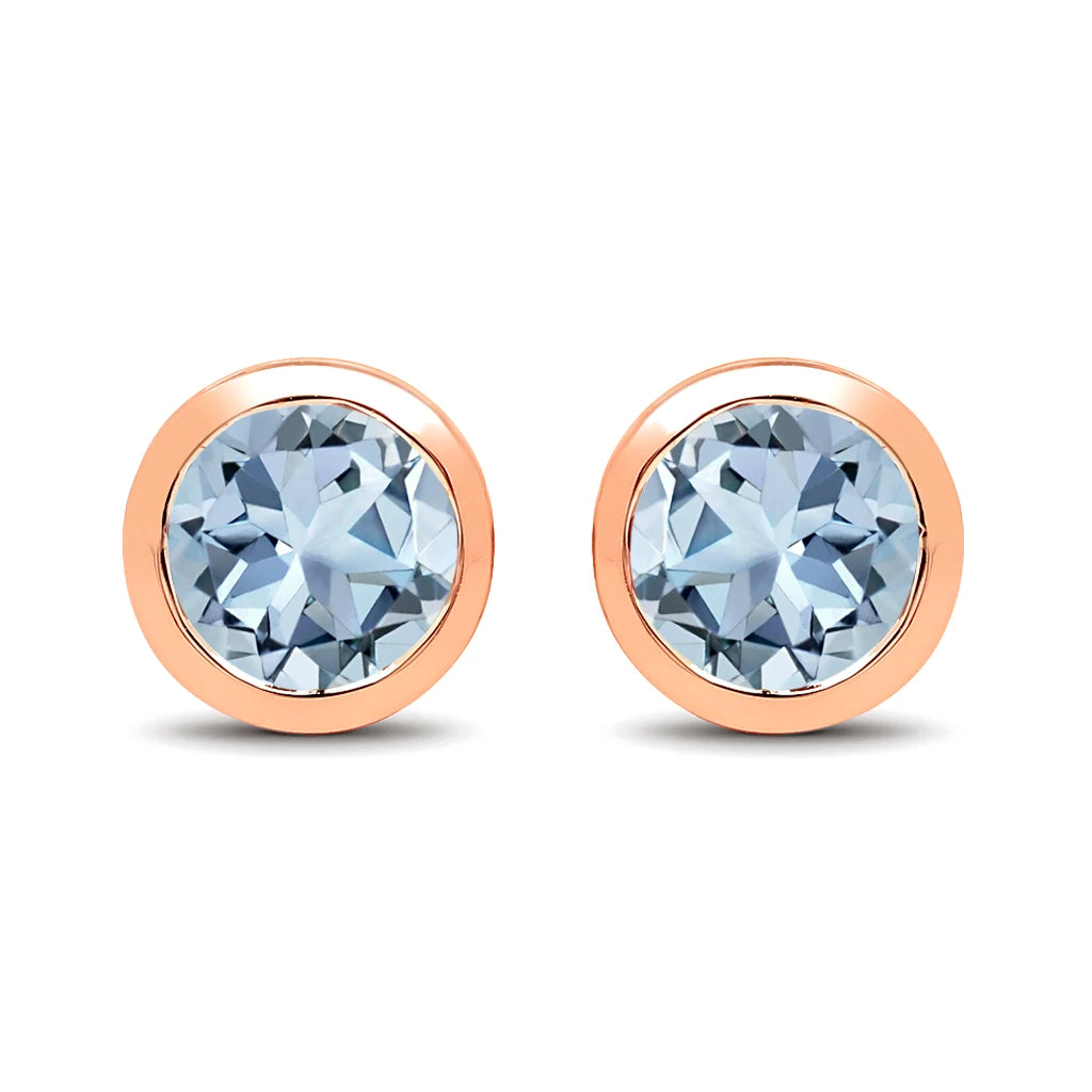 Round Bezel Set Stud Earrings
