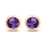 Round Bezel Set Stud Earrings