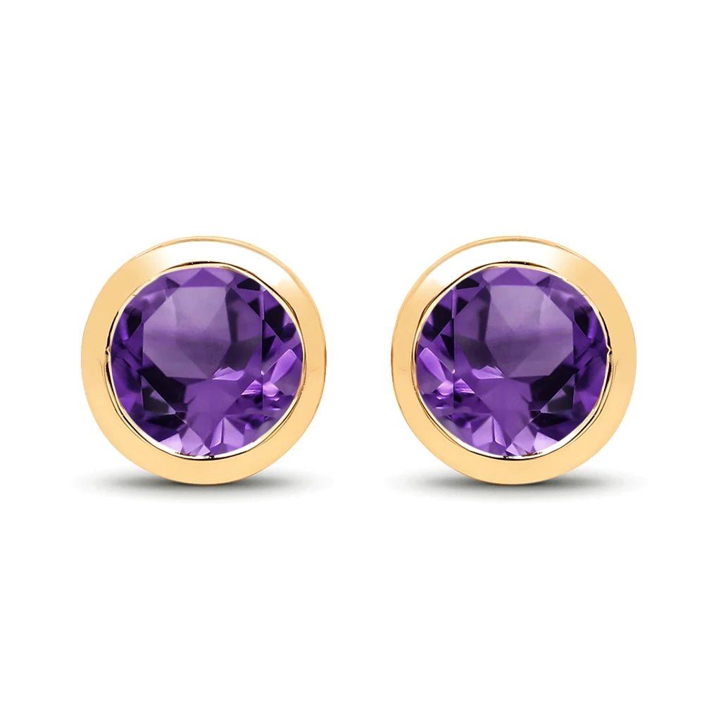Round Bezel Set Stud Earrings