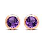 Round Bezel Set Stud Earrings
