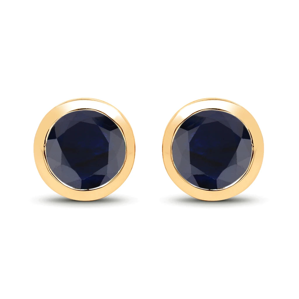 Round Bezel Set Stud Earrings