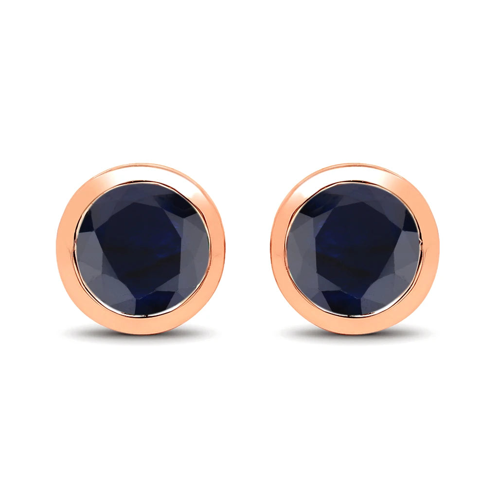 Round Bezel Set Stud Earrings