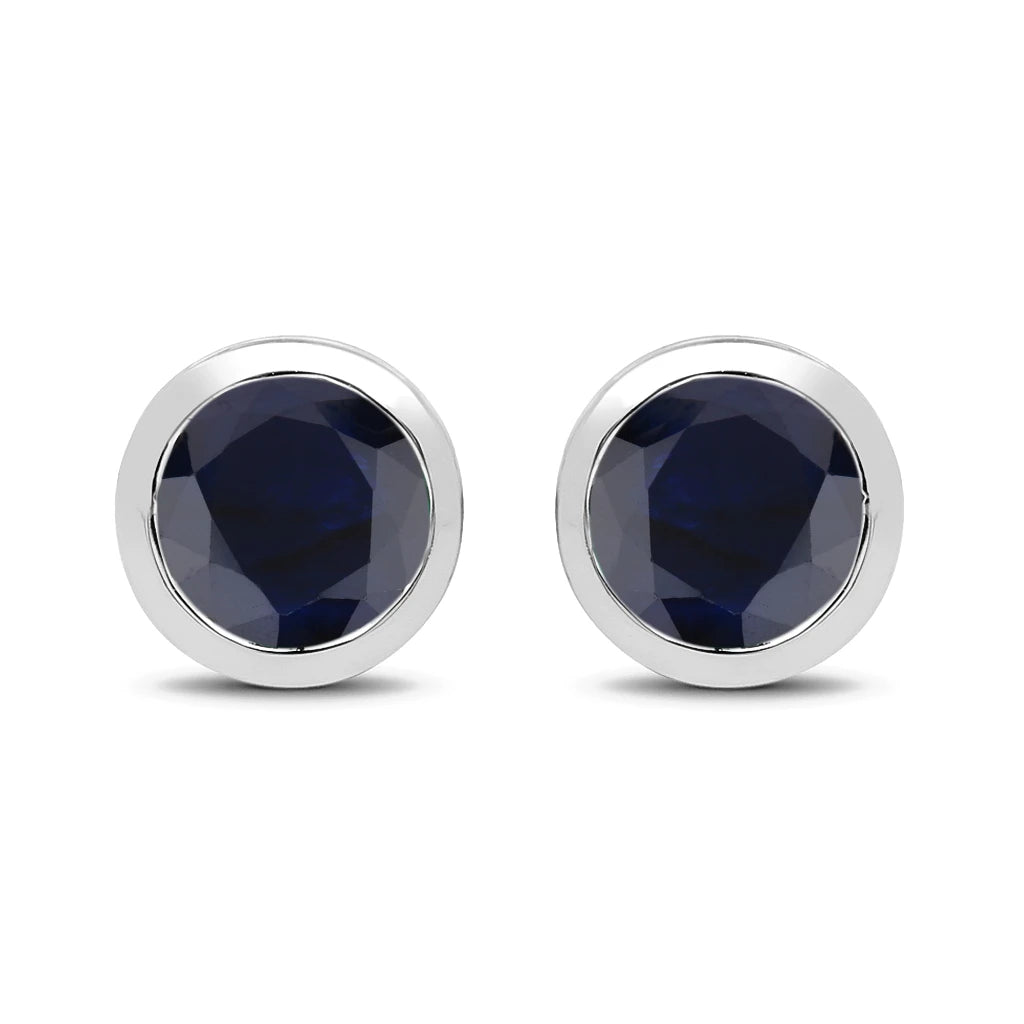 Round Bezel Set Stud Earrings