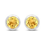 Round Bezel Set Stud Earrings