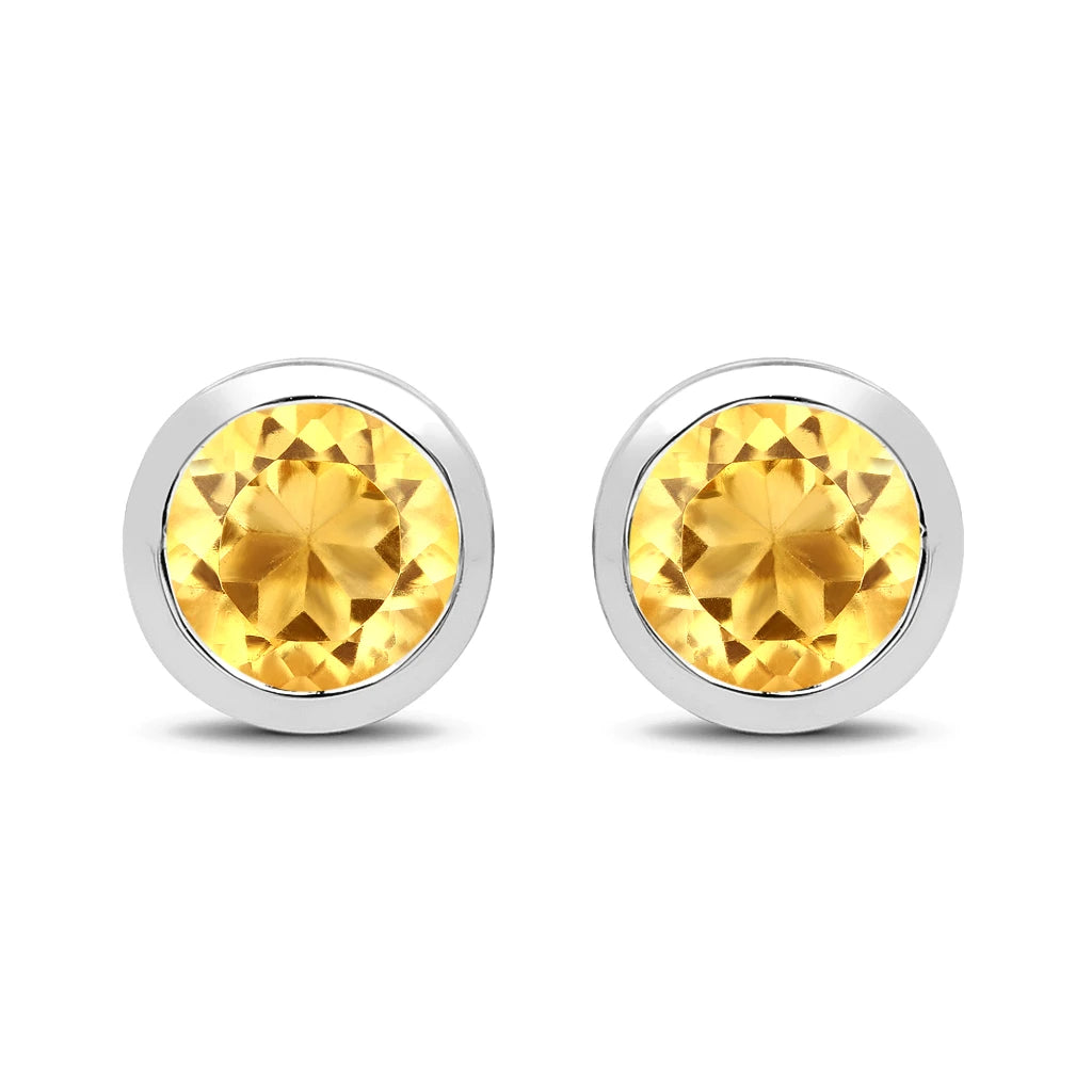 Round Bezel Set Stud Earrings