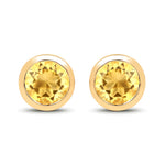 Round Bezel Set Stud Earrings