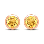 Round Bezel Set Stud Earrings