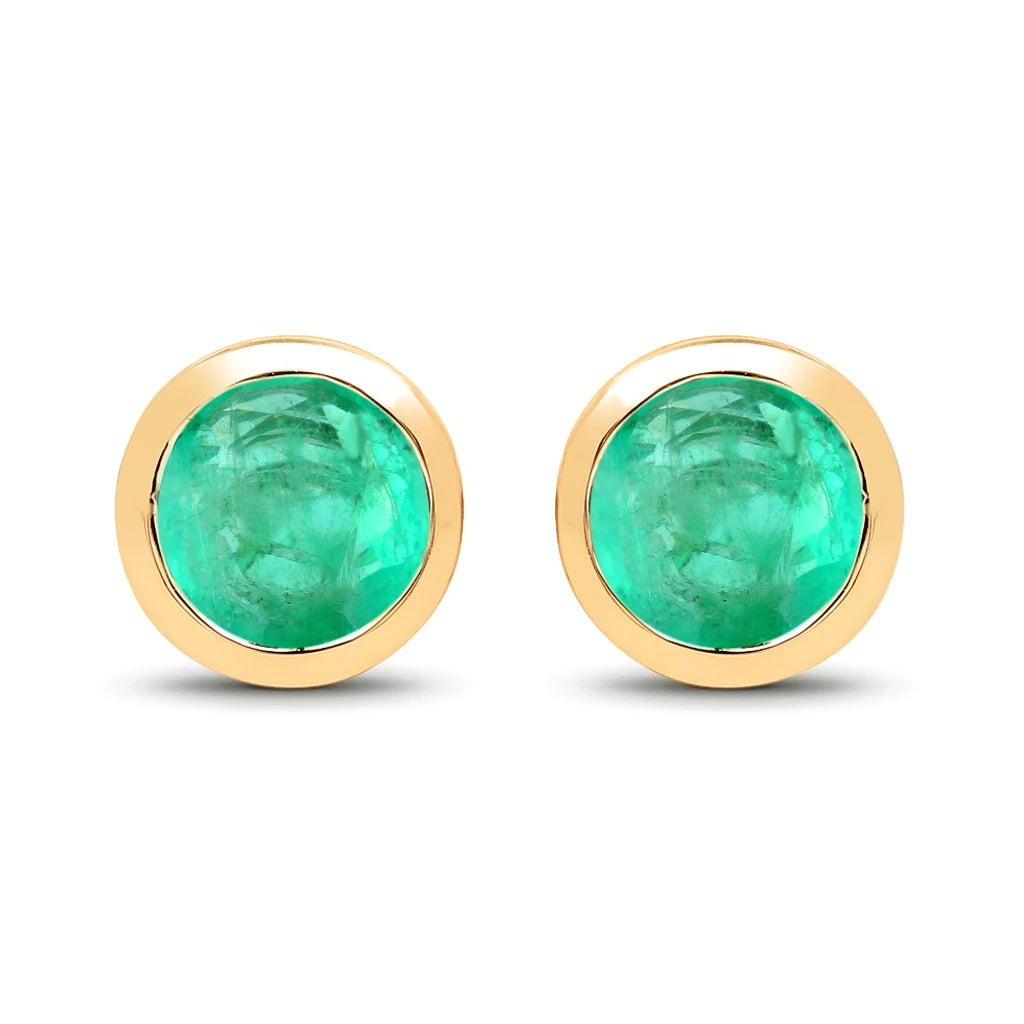 Round Bezel Set Stud Earrings