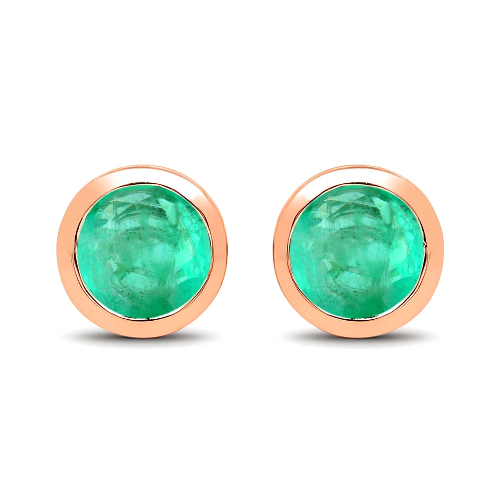 Round Bezel Set Stud Earrings