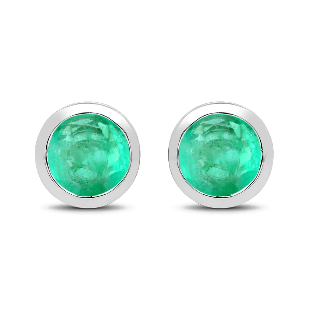 Round Bezel Set Stud Earrings