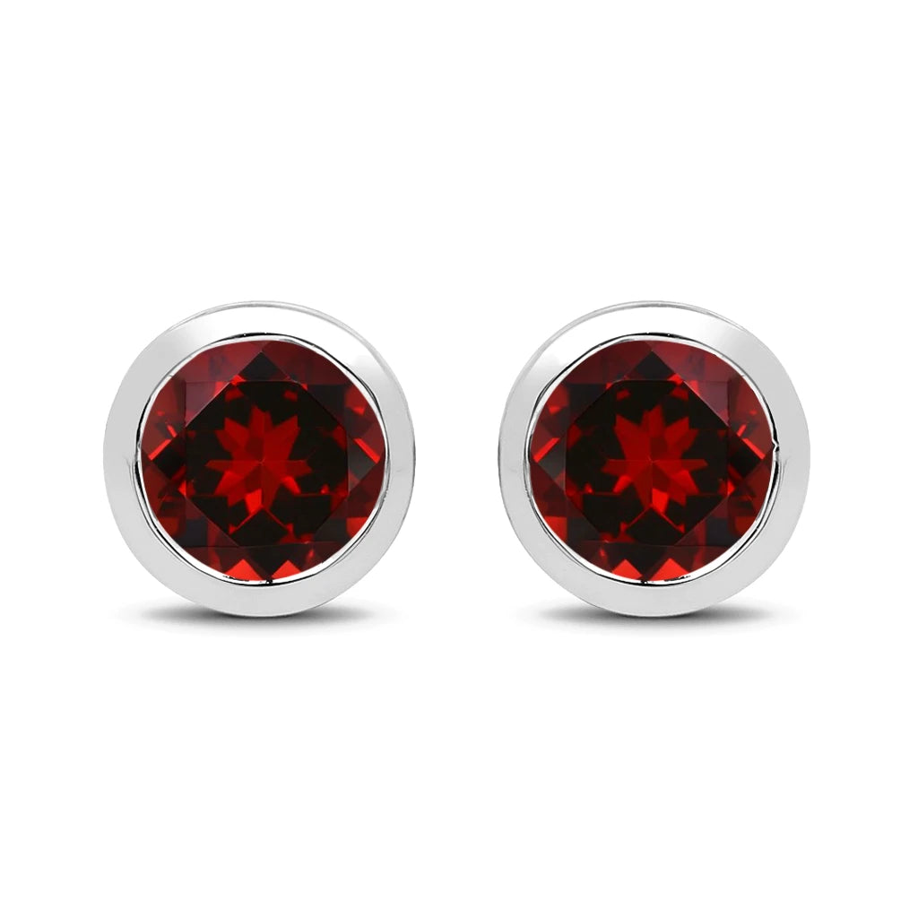 Round Bezel Set Stud Earrings