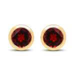 Round Bezel Set Stud Earrings