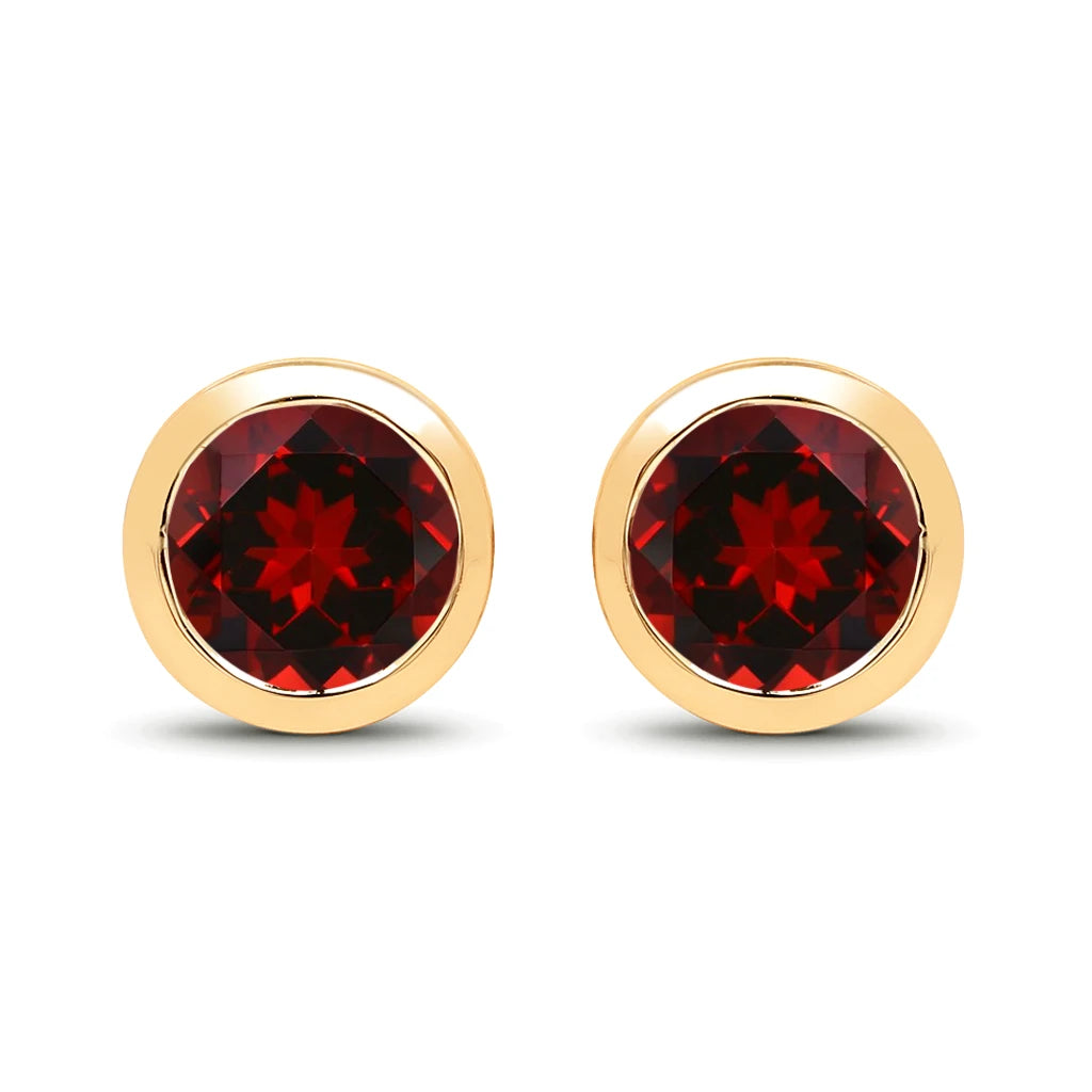 Round Bezel Set Stud Earrings