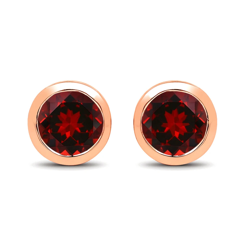 Round Bezel Set Stud Earrings