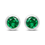 Round Bezel Set Stud Earrings