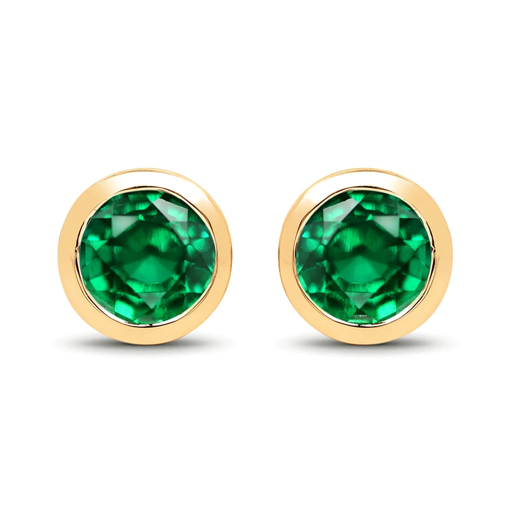 Round Bezel Set Stud Earrings