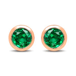 Round Bezel Set Stud Earrings