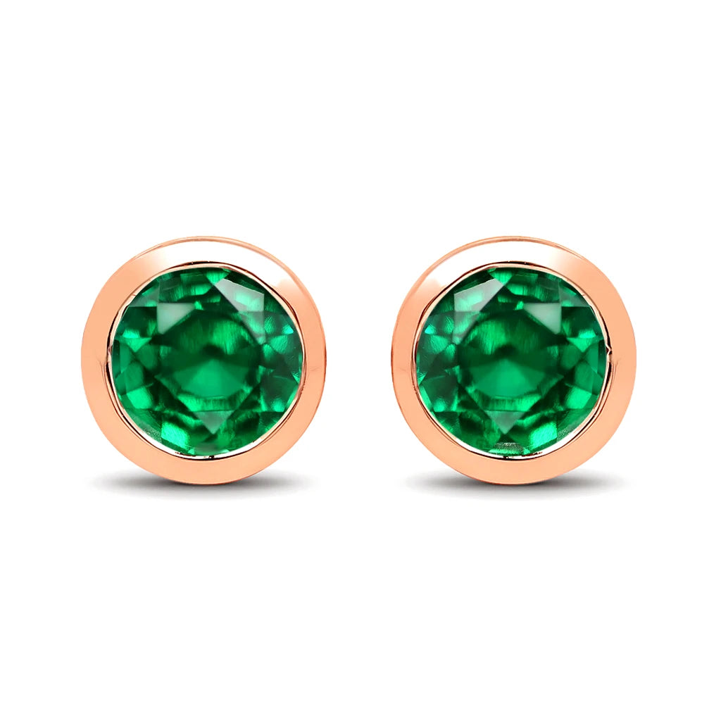 Round Bezel Set Stud Earrings