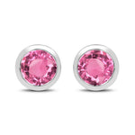 Round Bezel Set Stud Earrings