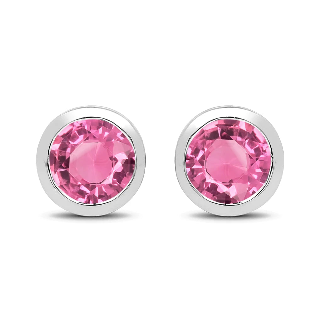 Round Bezel Set Stud Earrings