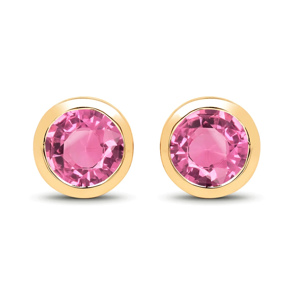 Round Bezel Set Stud Earrings