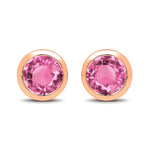 Round Bezel Set Stud Earrings