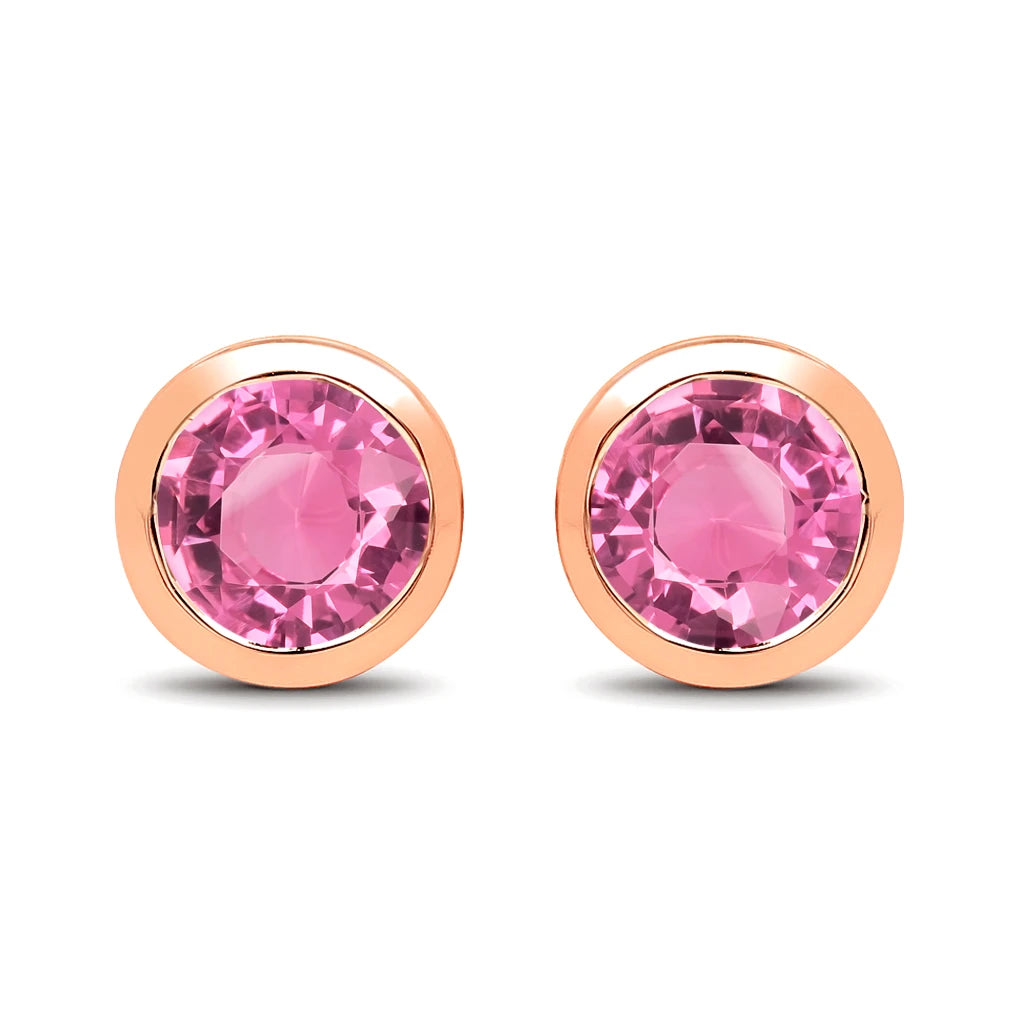 Round Bezel Set Stud Earrings