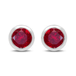 Round Bezel Set Stud Earrings