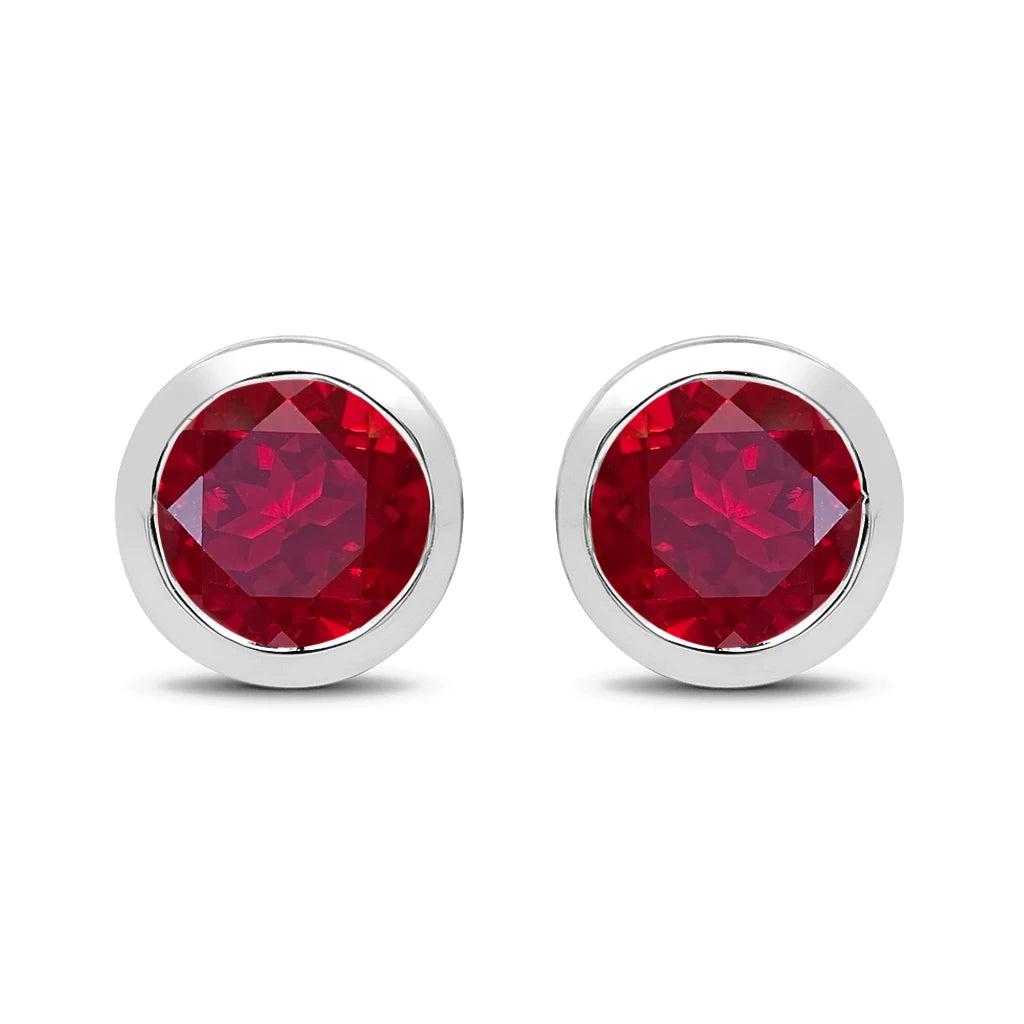 Round Bezel Set Stud Earrings