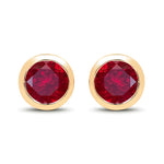Round Bezel Set Stud Earrings
