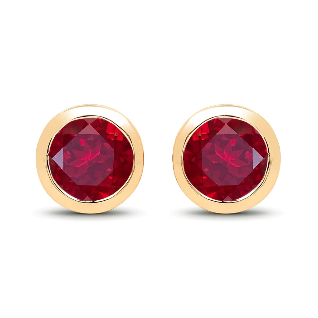 Round Bezel Set Stud Earrings