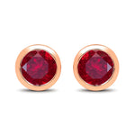 Round Bezel Set Stud Earrings