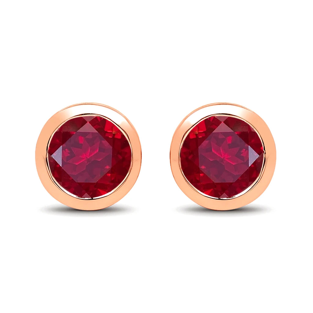 Round Bezel Set Stud Earrings
