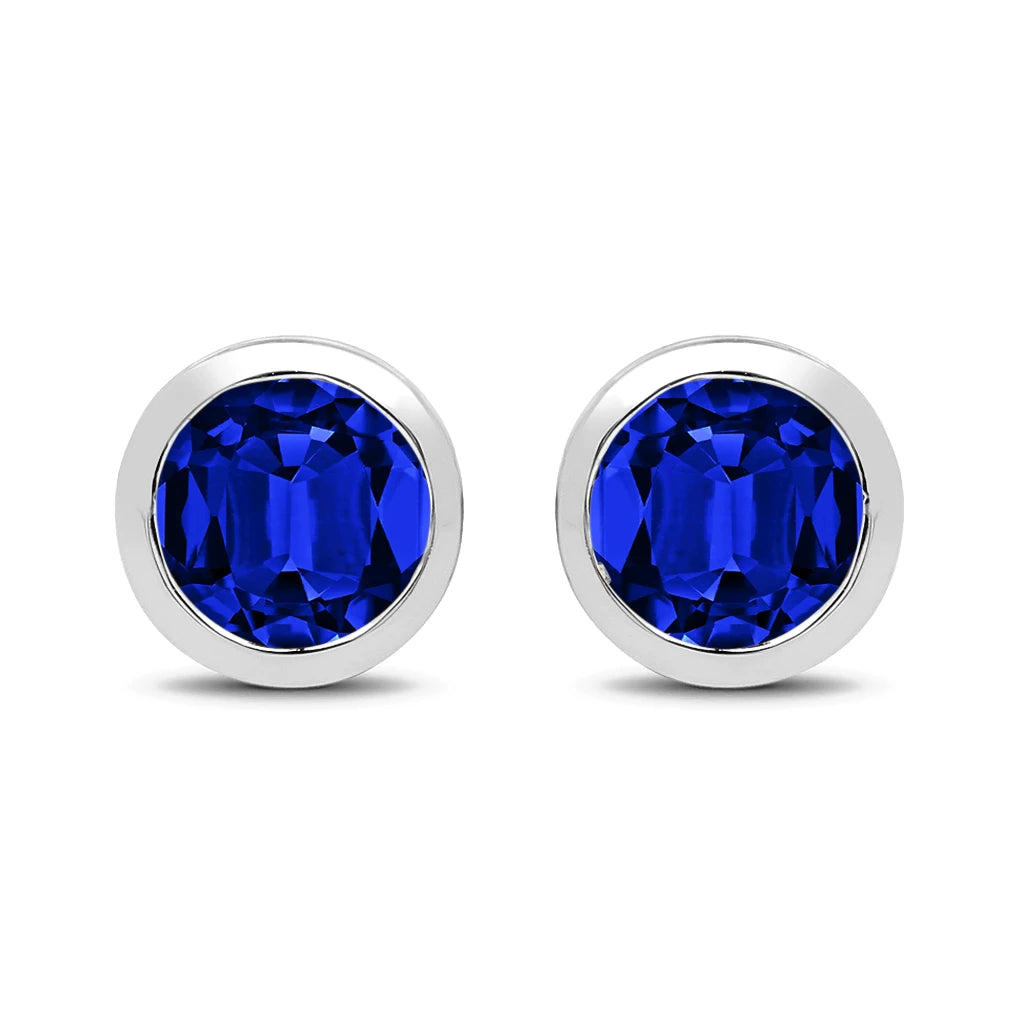Round Bezel Set Stud Earrings