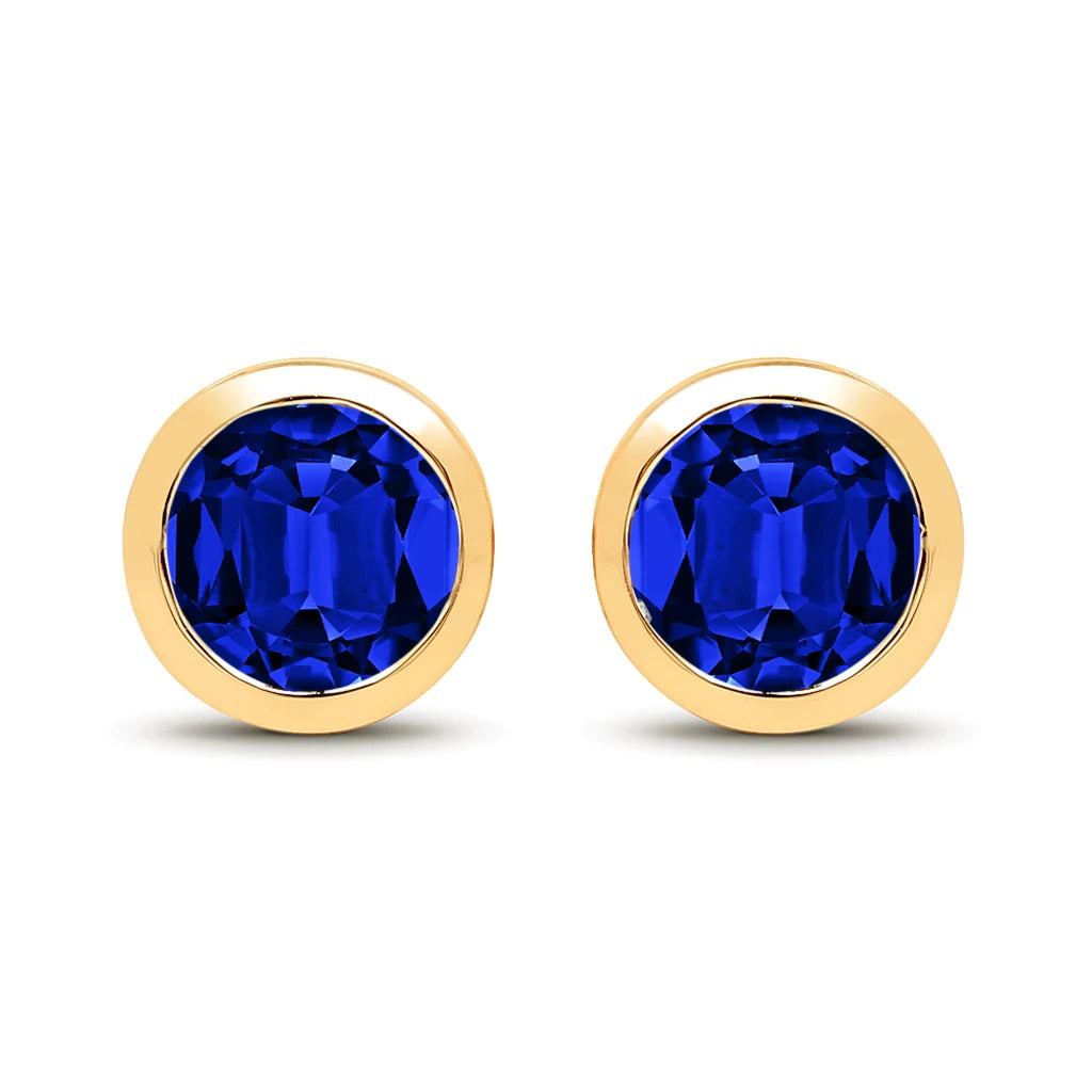 Round Bezel Set Stud Earrings